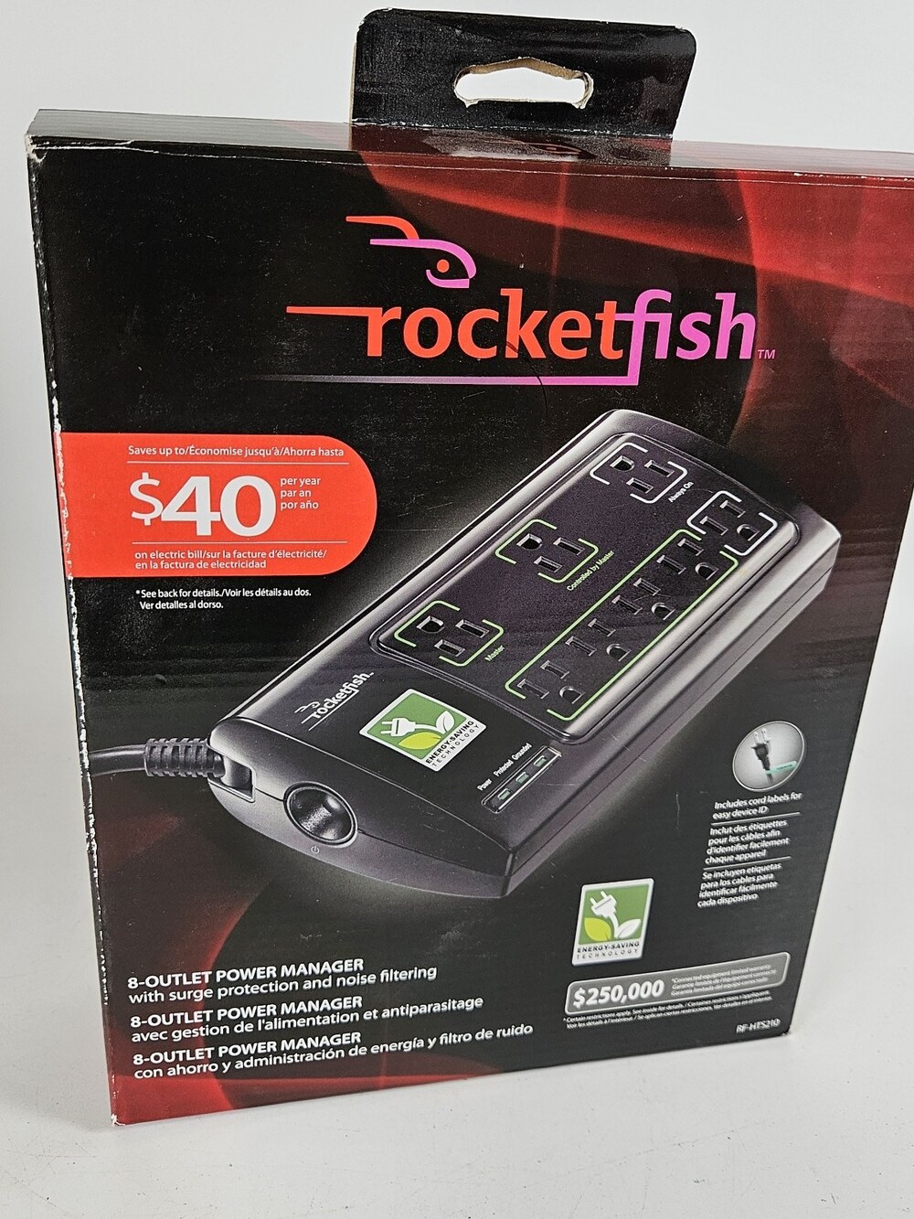 Rocketfish 8 Outlet Power Management with Surge Protection & Noise Filtering